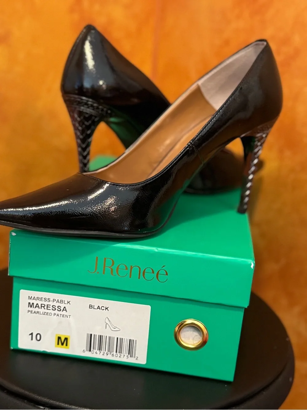 J.Renee Black Patent Pointed Stiletto Pumps